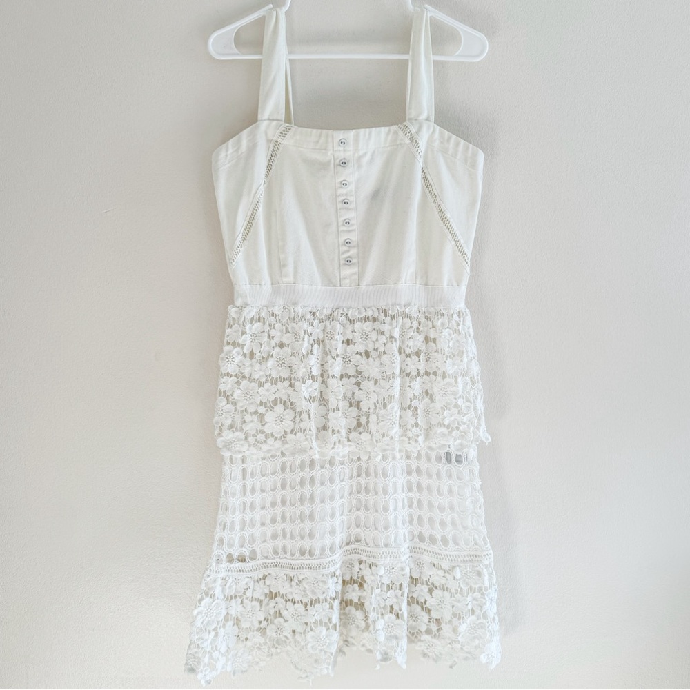 Boston Proper Sleeveless Two Tiered Lace Mini Dress